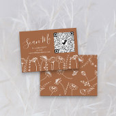 Terracotta Wildflower Schets Online RSVP QR Code Informatiekaartje