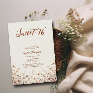  Terracotta Wildflower Waterverf Sweet 16 Kaart