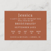 Terracotta Will You Be My Bridesmaid Proposal Card Kaart (Achterkant)