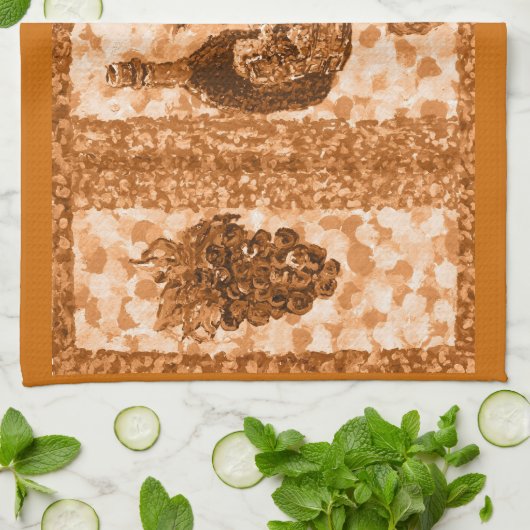 Terracotta Wine and Grapes American MoJo Kitchen T Theedoek (Gevouwen)