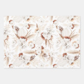 Terracotta Witte en Ivoren Bloemen Boho Botanisch Inpakpapier Vel (Voorkant)