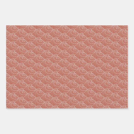 Terracotta Witte golven patroon Inpakpapier Vel (Voorkant 2)