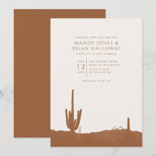 Terracotta Woestijn Cactus Bruiloft Kaart