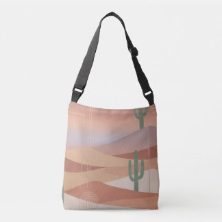 Terracotta Woestijn Zonsondergang Boho Geometrisch Crossbody Tas