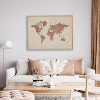 Terracotta & Zand Beige Wereldkaart Muurkunstprint