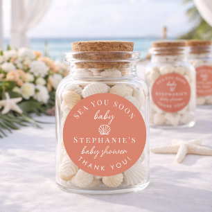 Terracotta Zie je snel Bedankt Baby Shower Ronde Sticker