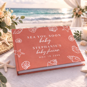 Terracotta Zie je snel Strand Baby Shower Gastenboek