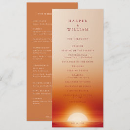 Terracotta zonsondergang huwelijksceremonie progra kaart