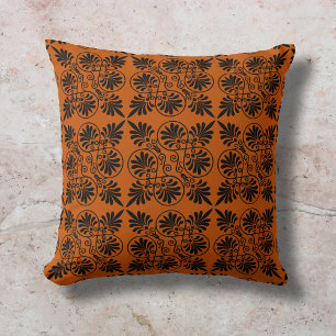 Terracotta Zwart Oudgrieks Meander Patroon Kussen