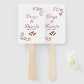 Terracotta zwart rustiek Spaans bruidspaar Handwaaier (Voorkant en achterkant)