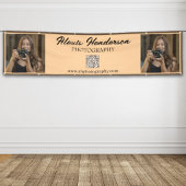 Terracotta & Zwarte Script QR Code Minimalistische Spandoek