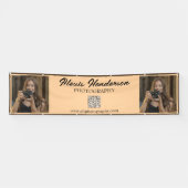 Terracotta & Zwarte Script QR Code Minimalistische Spandoek (Horizontaal)