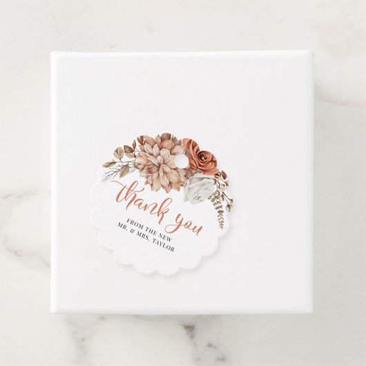 Terracottal Autumn Herfst Floral Hartelijk dank vo Bedankjes Labels (In situ)