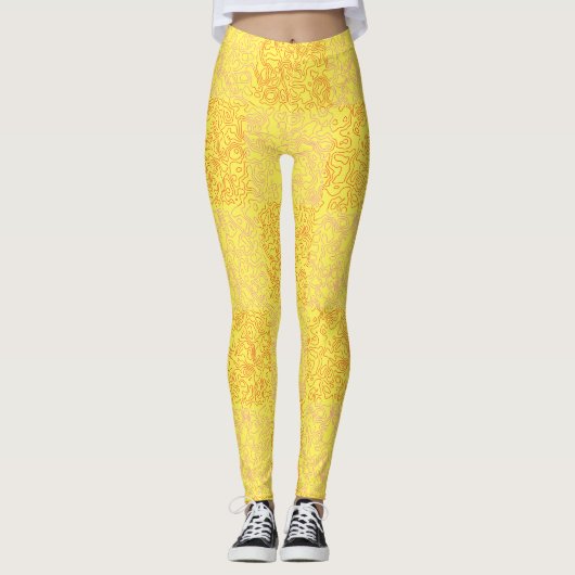 Terrain Pattern Red 01x4B Black BG Leggings (Voorkant)
