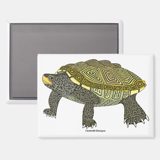 Terrapin (blanc) - Aimant Rectangle (Recto/Verso)