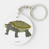 Terrapin (blanc) - Porte-clés Acrylique Cercle (Dos)