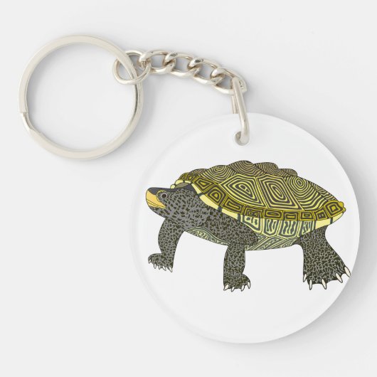 Terrapin (blanc) - Porte-clés Acrylique Cercle (Devant)