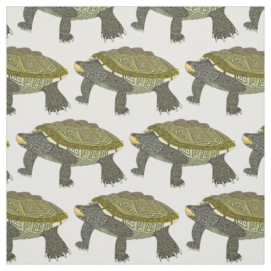 Terrapin (blanc) - Tissu en coton peigné (Échantillon)
