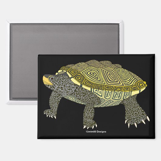 Terrapin (noir) - Aimant Rectangle (Recto/Verso)