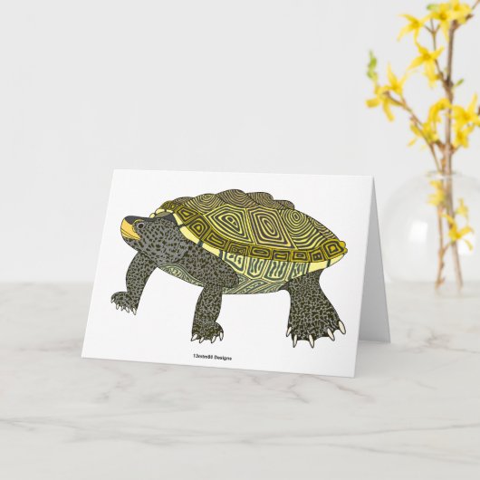 Terrapin (white) - Greeting Card Kaart (Gele Bloem)