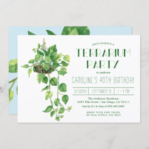 Terrarium Party Invitation Kaart