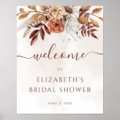 Terrarotta bloem boho herfst bruiloft verwelkom poster (Voorkant)