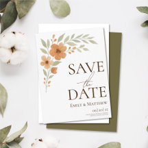 Terrarotta bloemige waterverf Save The Date