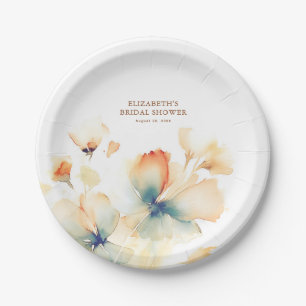 Terrarotta en Teal Bloemen Elegant Papieren Bordje