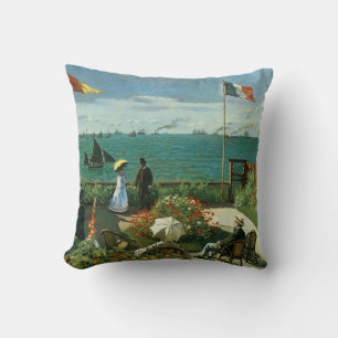 Terras bij de zee door Claude Monet Kussen