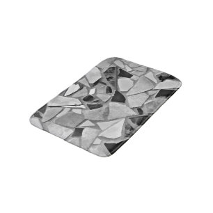 Terrazzo Black en White Grey Modern Mosaic Art Badmat