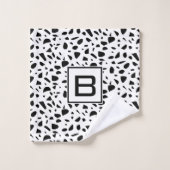Terrazzo blanc noir motif monogramme initial (Gant de toilette)
