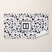 Terrazzo blanc noir motif monogramme initial (Serviette à main)
