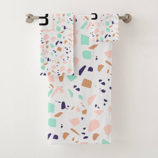 Terrazzo blanc rousse menthe monogramme initial (En situation)