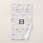 Terrazzo blanc rousse menthe monogramme initial (Serviette à main)