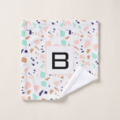 Terrazzo blanc rousse menthe monogramme initial (Gant de toilette)