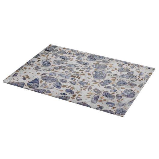 Terrazzo - Blue Agate en goud op marmer #1 Snijplank (Hoek)