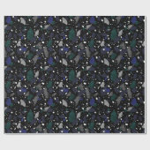 Terrazzo Blue Green Grey Tile Print Wrapping Paper Cadeaupapier (Vlak)