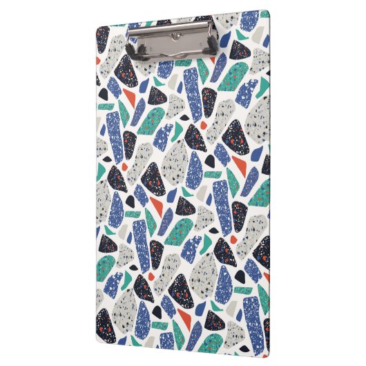 Terrazzo Design stone Patroon Blue, Black, Green Klembord (Links)