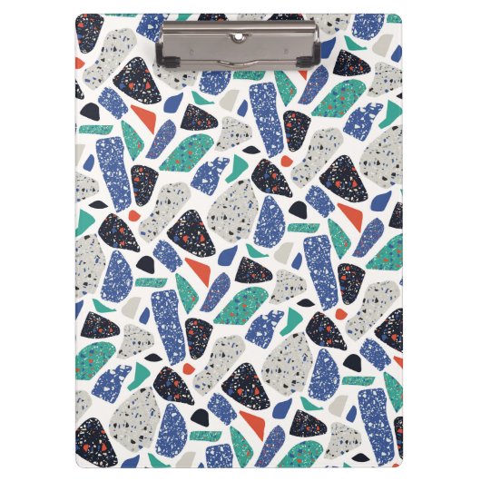 Terrazzo Design stone Patroon Blue, Black, Green Klembord (Voorkant)