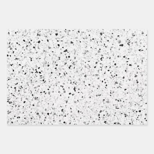Terrazzo Elegant Black en White Grey Retro Inpakpapier Vel (Voorkant 3)