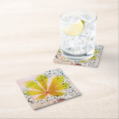 Terrazzo en Botanical Vierkante Kartonnen Onderzetter (Insitu)