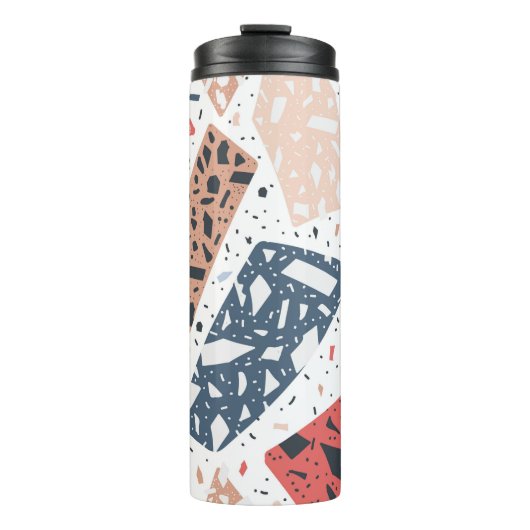Terrazzo floor marble seamless hand drawn pattern  thermosbeker (Voorkant)