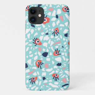 Terrazzo Funny Geometric Pattern met ogen iPhone 11 Hoesje