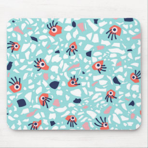 Terrazzo Funny Geometric Pattern met ogen Muismat
