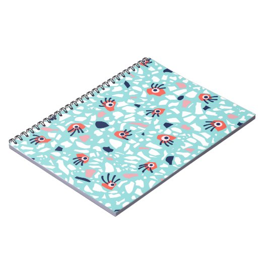 Terrazzo Funny Geometric Pattern met ogen Notitieboek (Linkerzijde)