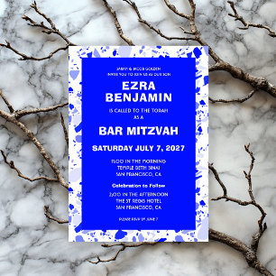Terrazzo Hand getrokken Custom Bar Bat Mitswa Kaart