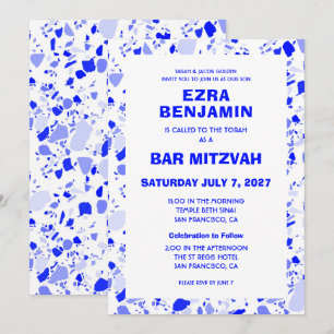 Terrazzo Hand getrokken Custom Bar Bat Mitswa Kaart