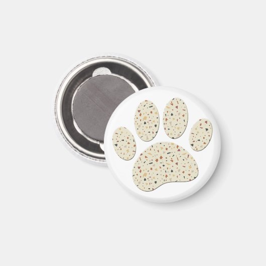 Terrazzo Hond Pawprint Patroon Kunst Magneet (Voorkant / Achterkant)