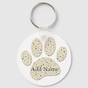 Terrazzo Hond Pawprint Patroon Kunst Sleutelhanger