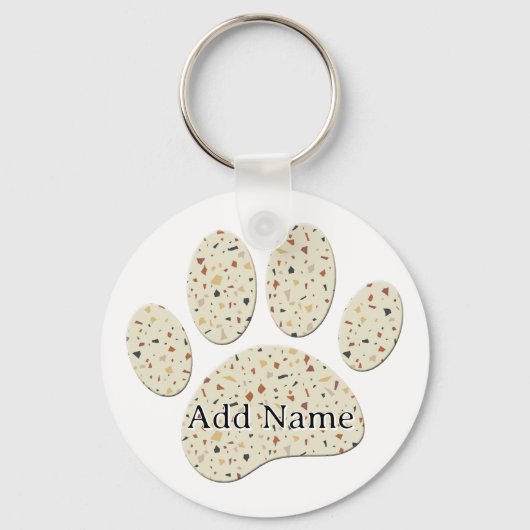 Terrazzo Hond Pawprint Patroon Kunst Sleutelhanger (Achterkant)